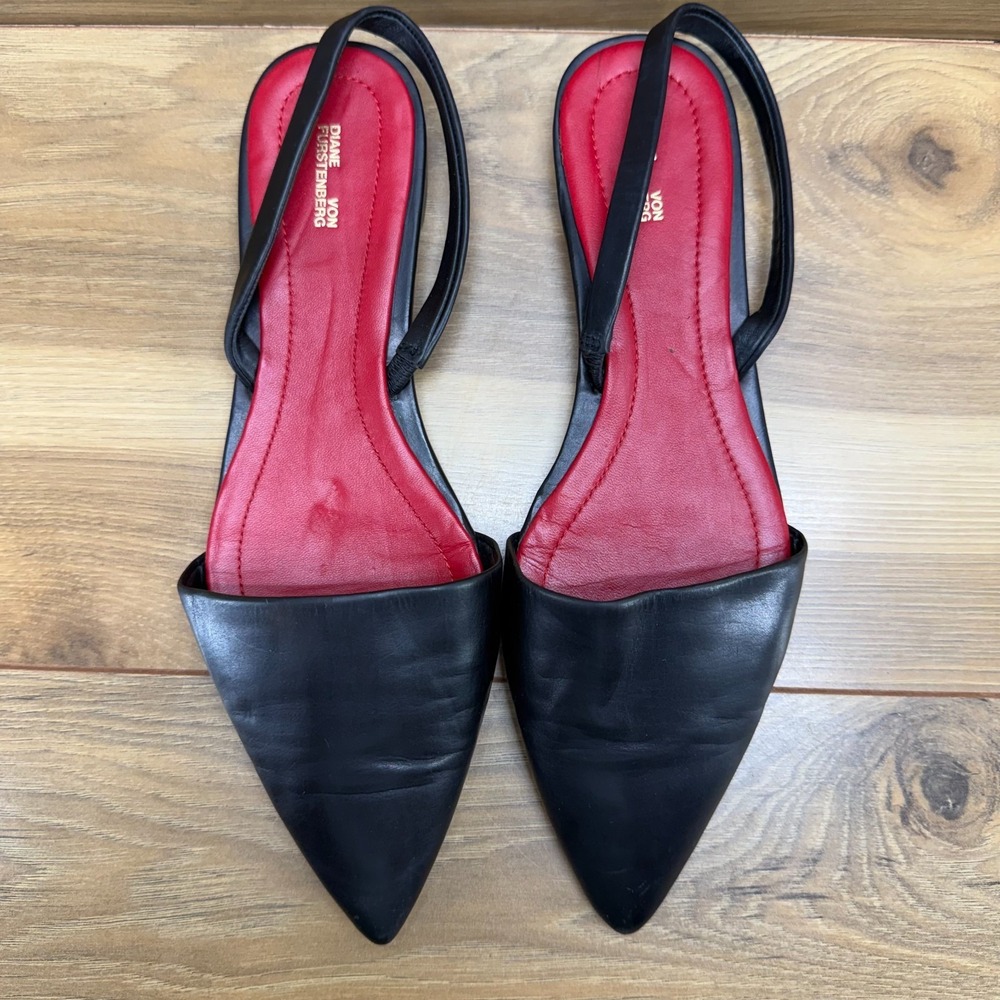 Daine Von Furstenberg Koko Slingback‎ Flats 6 EU 36 Pointed Old Money Clean Girl